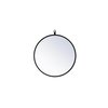 Elegant Decor Metal Frame Round Mirror With Decorative Hook 18 Inch In Black MR4718BK